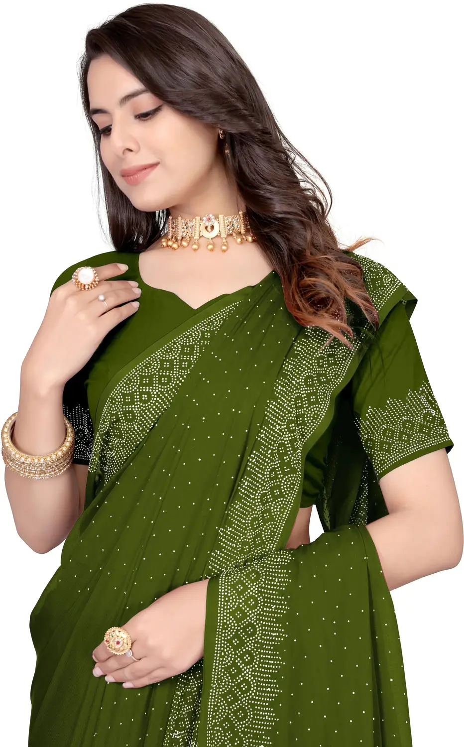 vibe vault Dyed Bollywood Georgette Saree